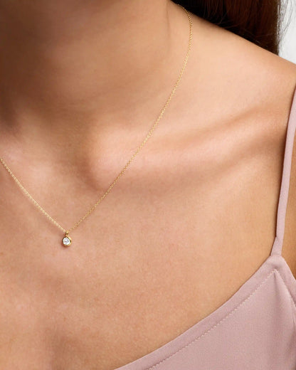 14K Gold Birthstone Solitaire Bezel Pendant