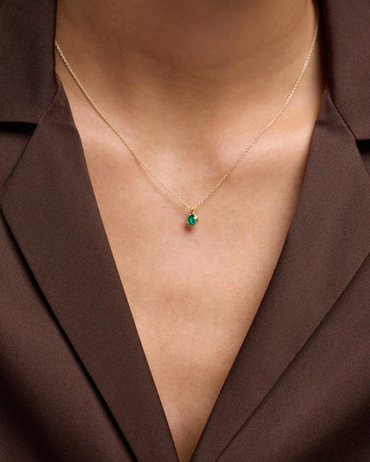 14K Gold Birthstone Solitaire Bezel Pendant