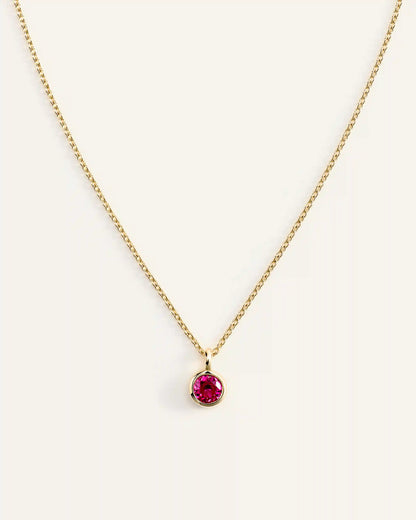 14K Gold Birthstone Solitaire Bezel Pendant