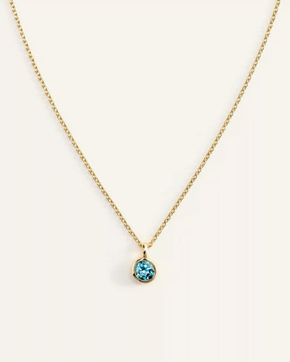 14K Gold Birthstone Solitaire Bezel Pendant