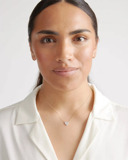14K Gold Pave Diamond Heart Necklace