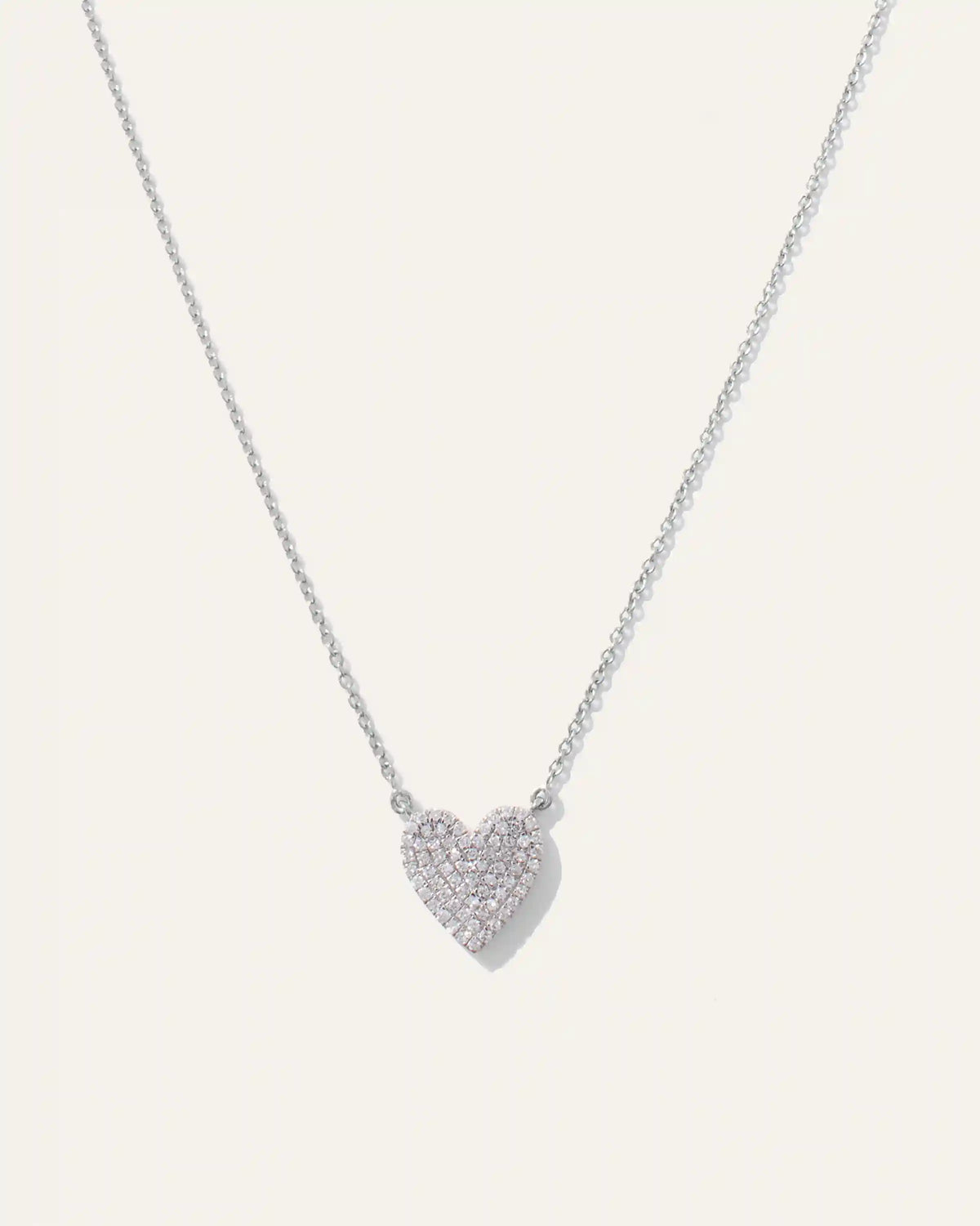 14K Gold Pave Diamond Heart Necklace