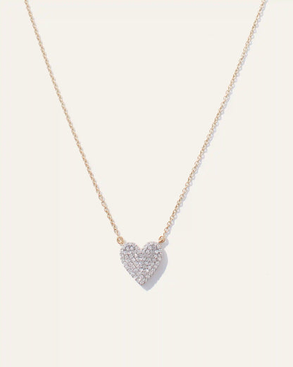 14K Gold Pave Diamond Heart Necklace