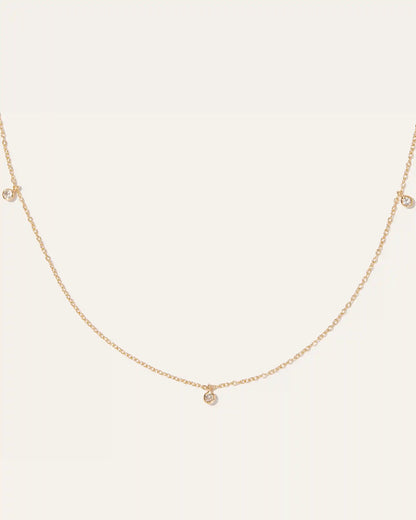 White Sapphire Triple Bezel Drop Choker