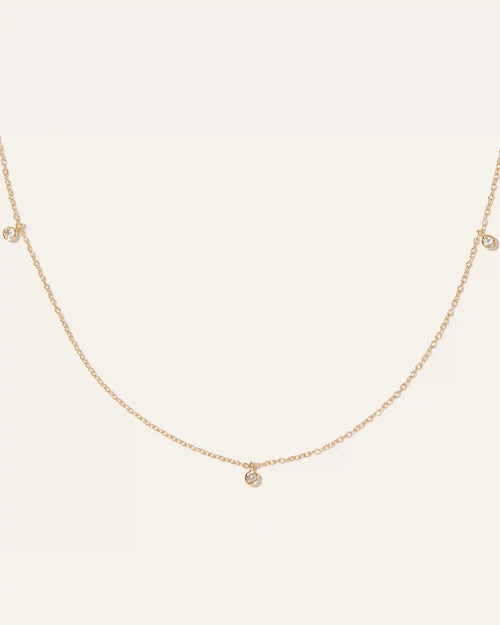 White Sapphire Triple Bezel Drop Choker
