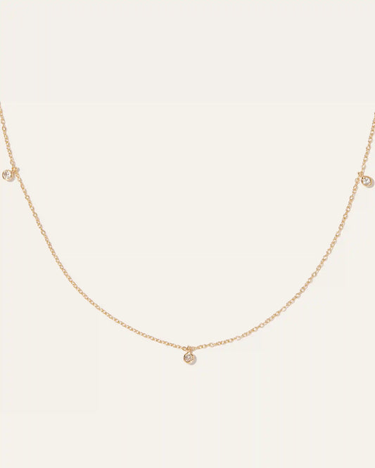 White Sapphire Triple Bezel Drop Choker