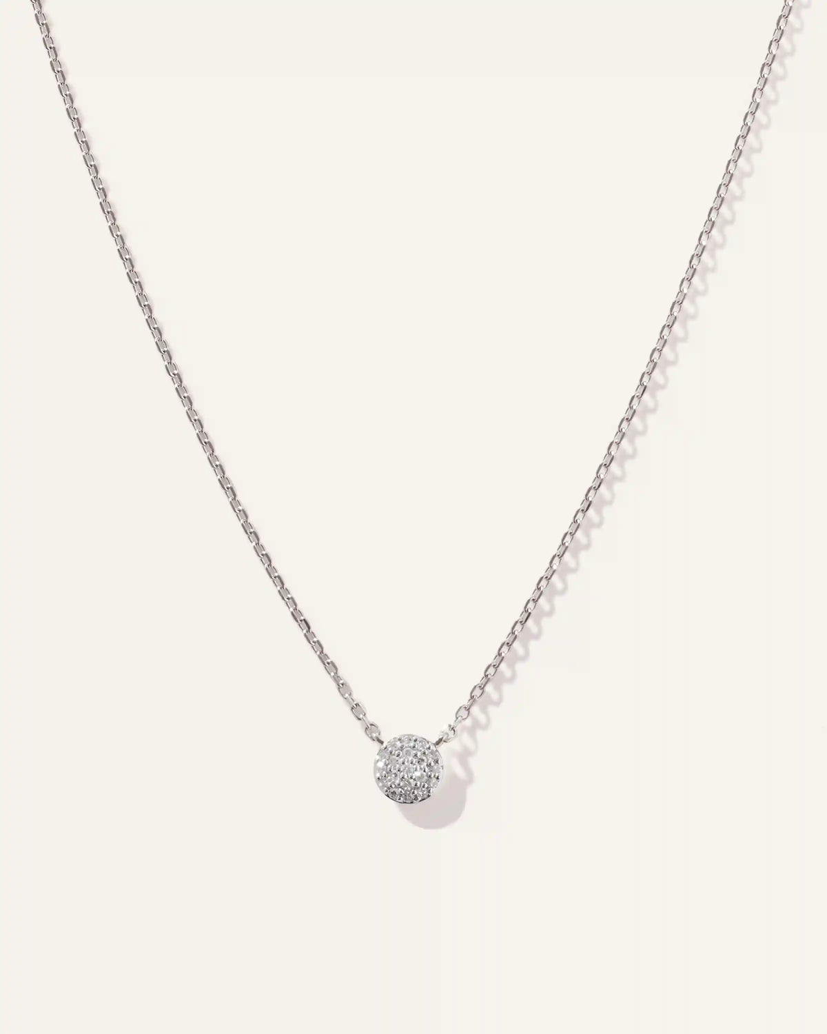 14K Gold Diamond Pave Disc Necklace