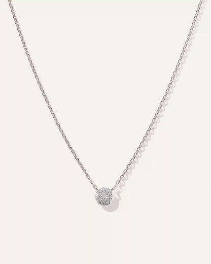 14K Gold Diamond Pave Disc Necklace