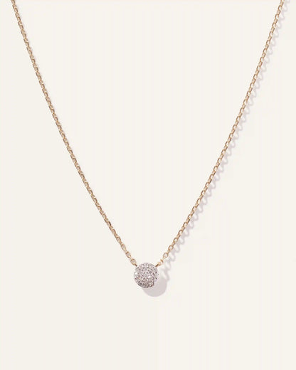 14K Gold Diamond Pave Disc Necklace