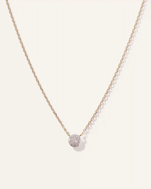 14K Gold Diamond Pave Disc Necklace