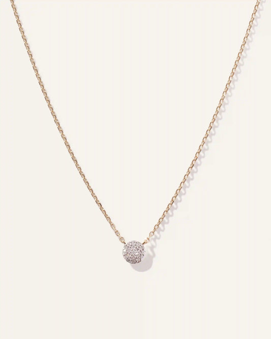 14K Gold Diamond Pave Disc Necklace