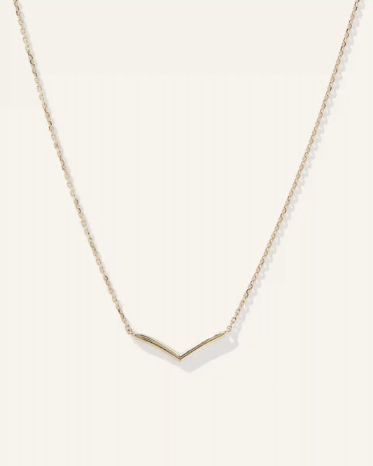 14K Gold Wishbone Necklace