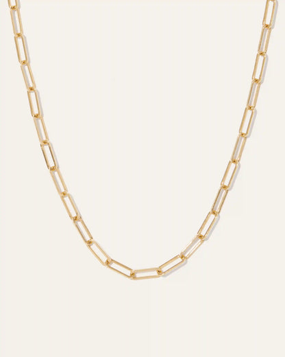 14k Gold Long Chain Link Necklace