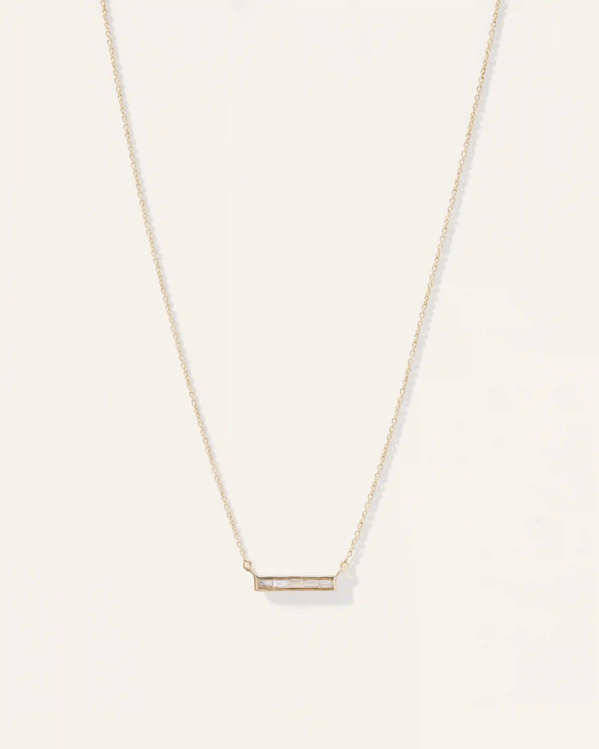14K Gold Diamond Baguette Bar Necklace
