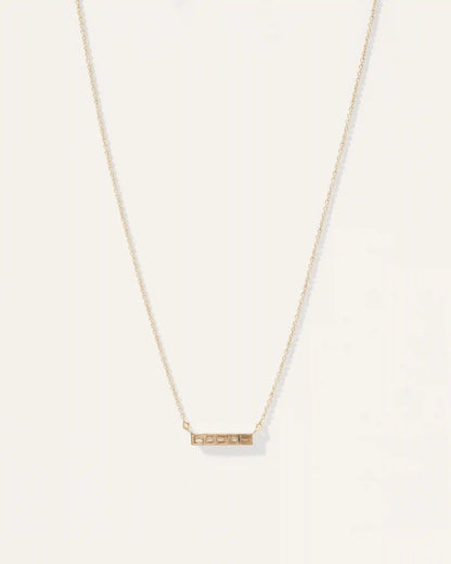 14K Gold Diamond Baguette Bar Necklace