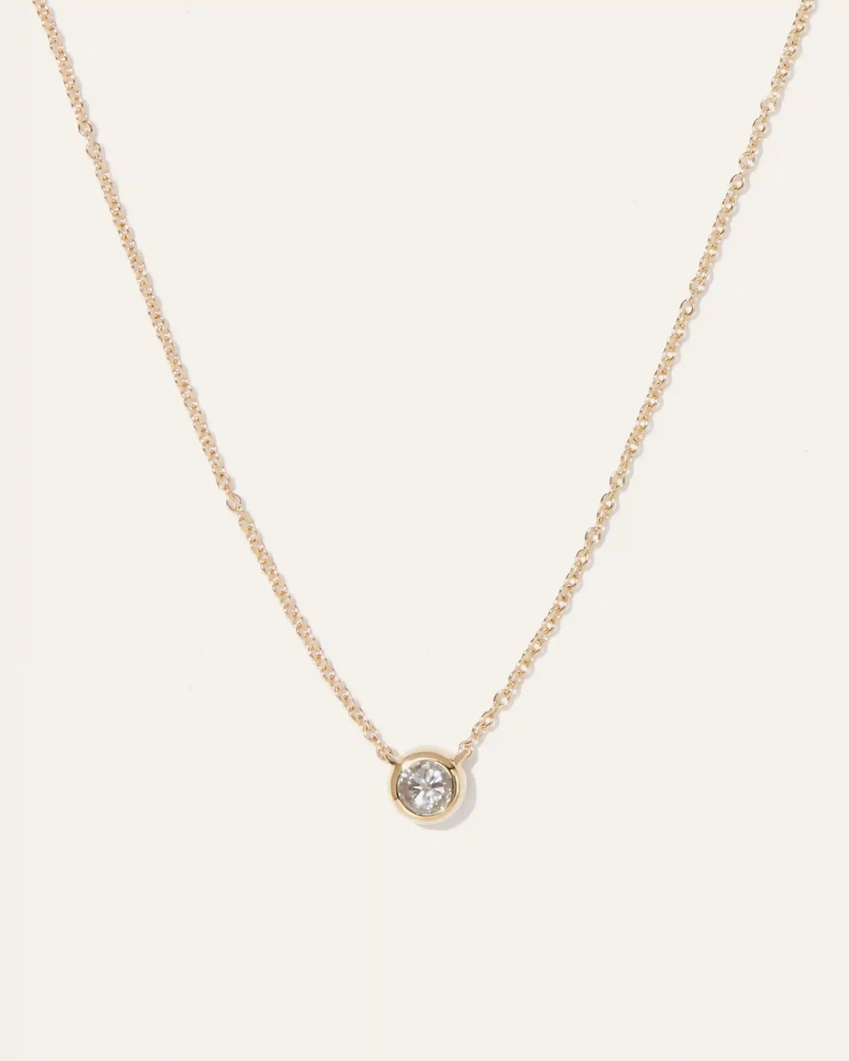14K Gold Diamond Bezel Necklace