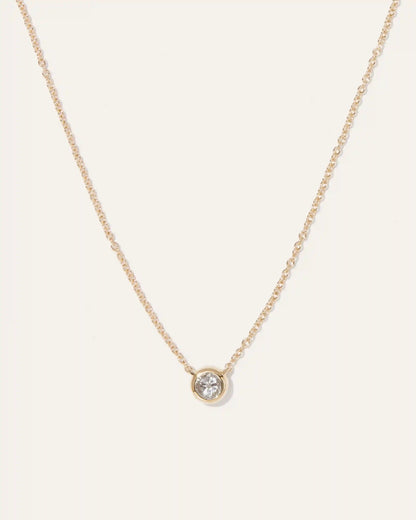 14K Gold Diamond Bezel Necklace