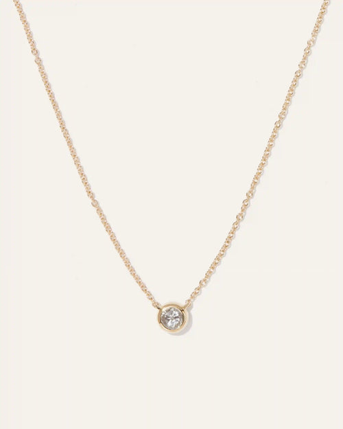 14K Gold Diamond Bezel Necklace