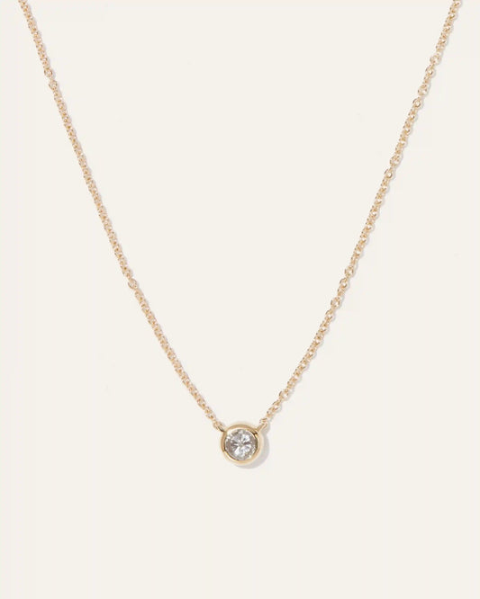 14K Gold Diamond Bezel Necklace