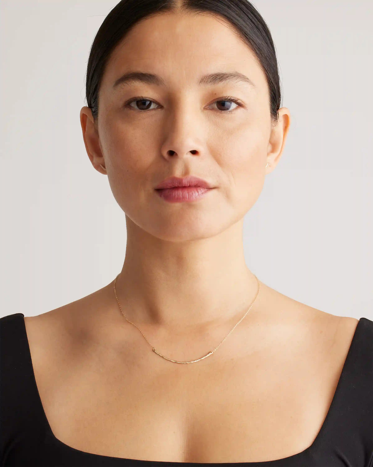 14K Gold Hammered Curve Necklace