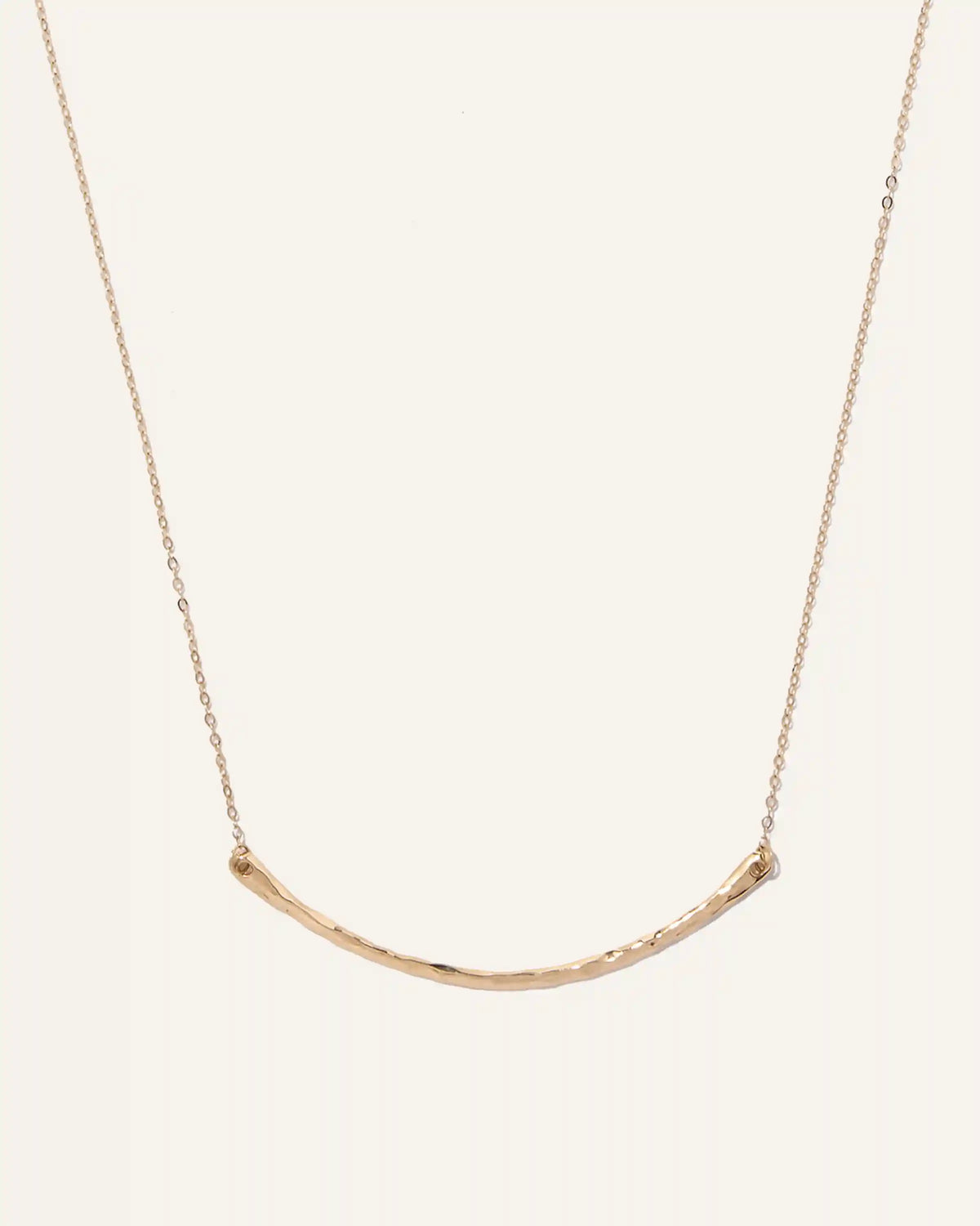 14K Gold Hammered Curve Necklace