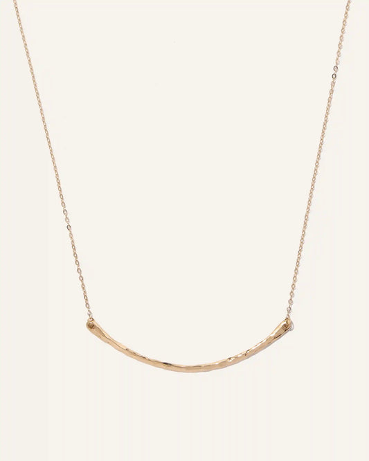 14K Gold Hammered Curve Necklace