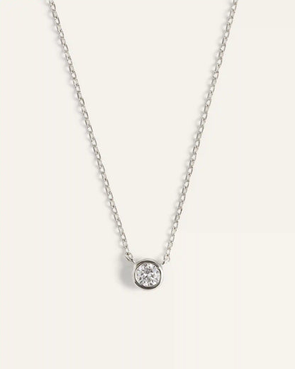 14K Gold Diamond Bezel Necklace
