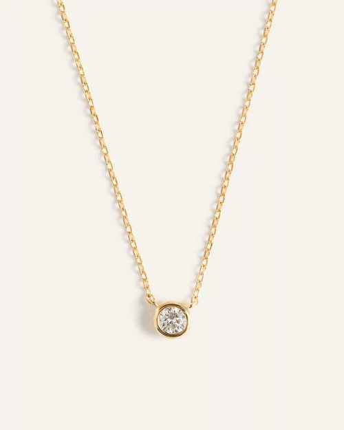 14K Gold Diamond Bezel Necklace
