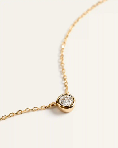 14K Gold Diamond Bezel Necklace
