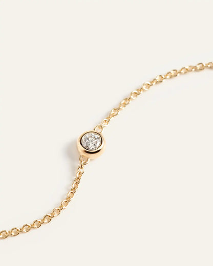 14K Gold Diamond Bezel Station Necklace