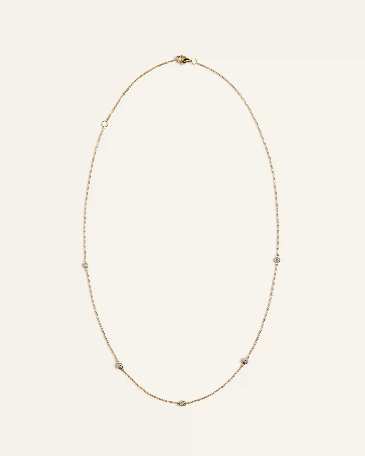 14K Gold Diamond Bezel Station Necklace