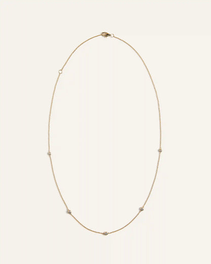 14K Gold Diamond Bezel Station Necklace