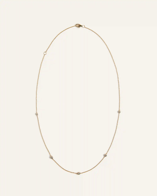 14K Gold Diamond Bezel Station Necklace