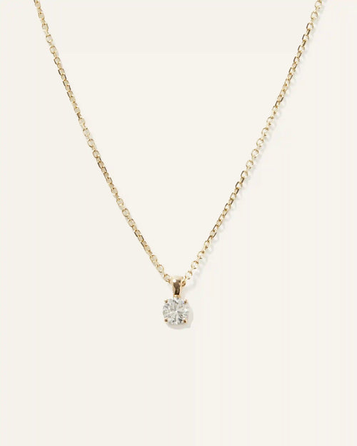 14k Gold Natural Diamond Solitaire Necklace