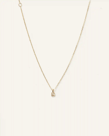 14k Gold Natural Diamond Solitaire Necklace