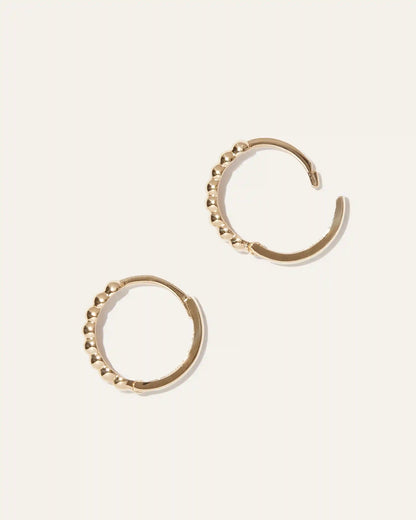 14K Gold Beaded Hoops