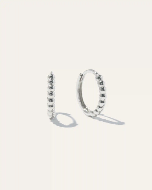 14K Gold Beaded Hoops
