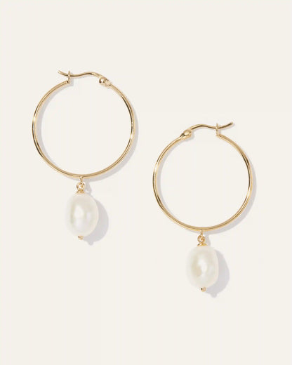 Large Organic Freshwater Cultured Pearl Hoops