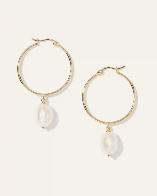 Large Organic Freshwater Cultured Pearl Hoops