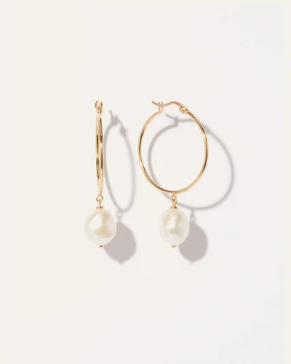 Large Organic Freshwater Cultured Pearl Hoops