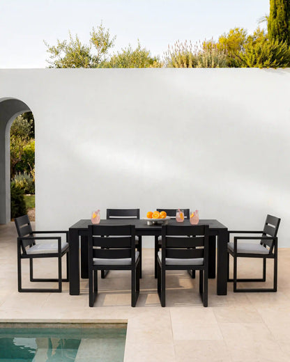 Linear Aluminum Outdoor Dining Armchair