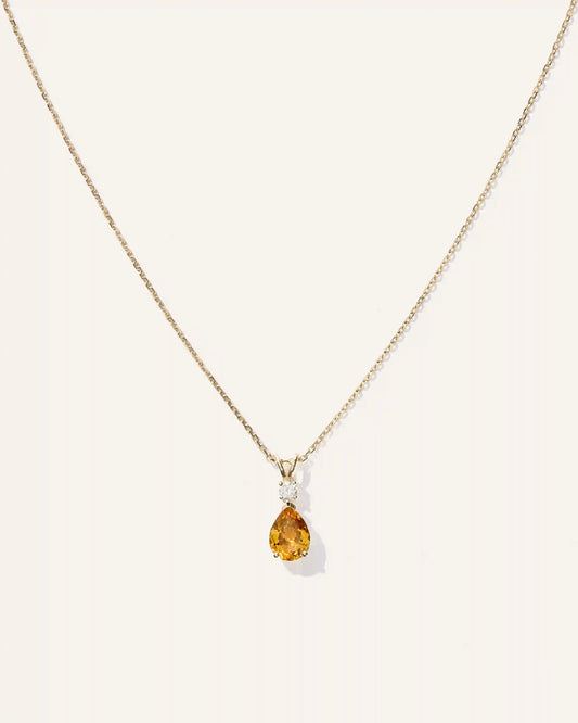 14K Gold Diamond & Semi-Precious Gemstone Drop Necklace