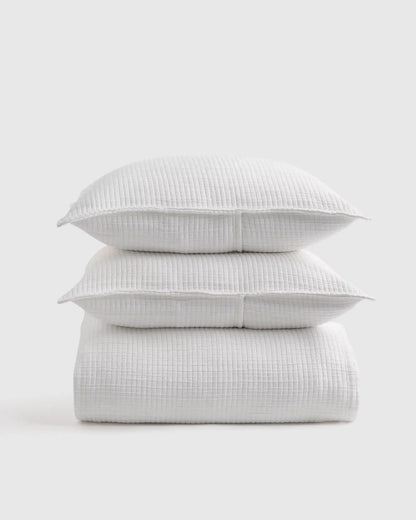 Organic Ribbed Cotton Coverlet Set