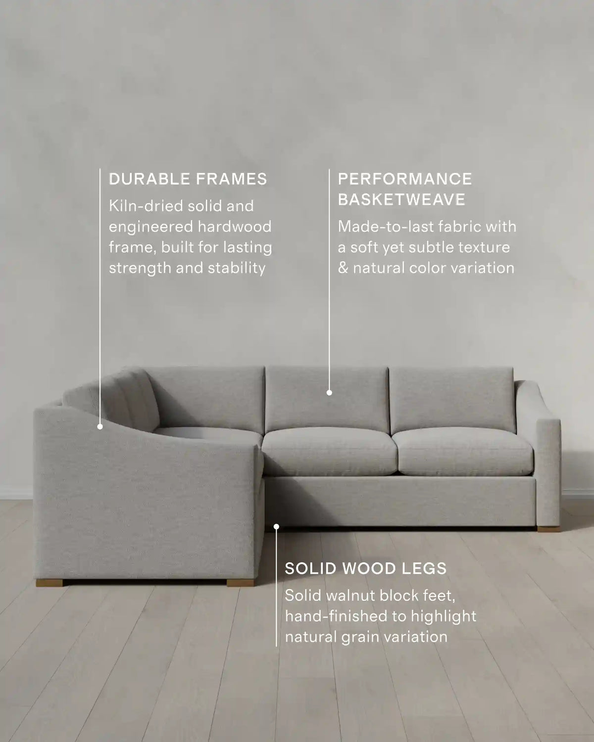 Hollis Slope Arm L Sectional in Performance Basketweave
