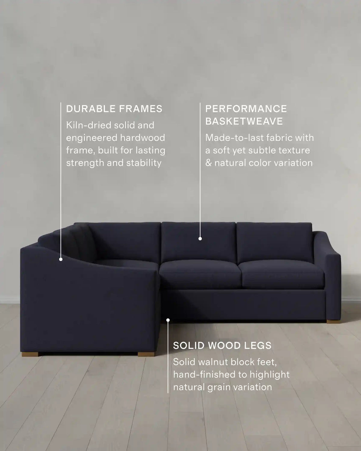 Hollis Slope Arm L Sectional in Performance Basketweave