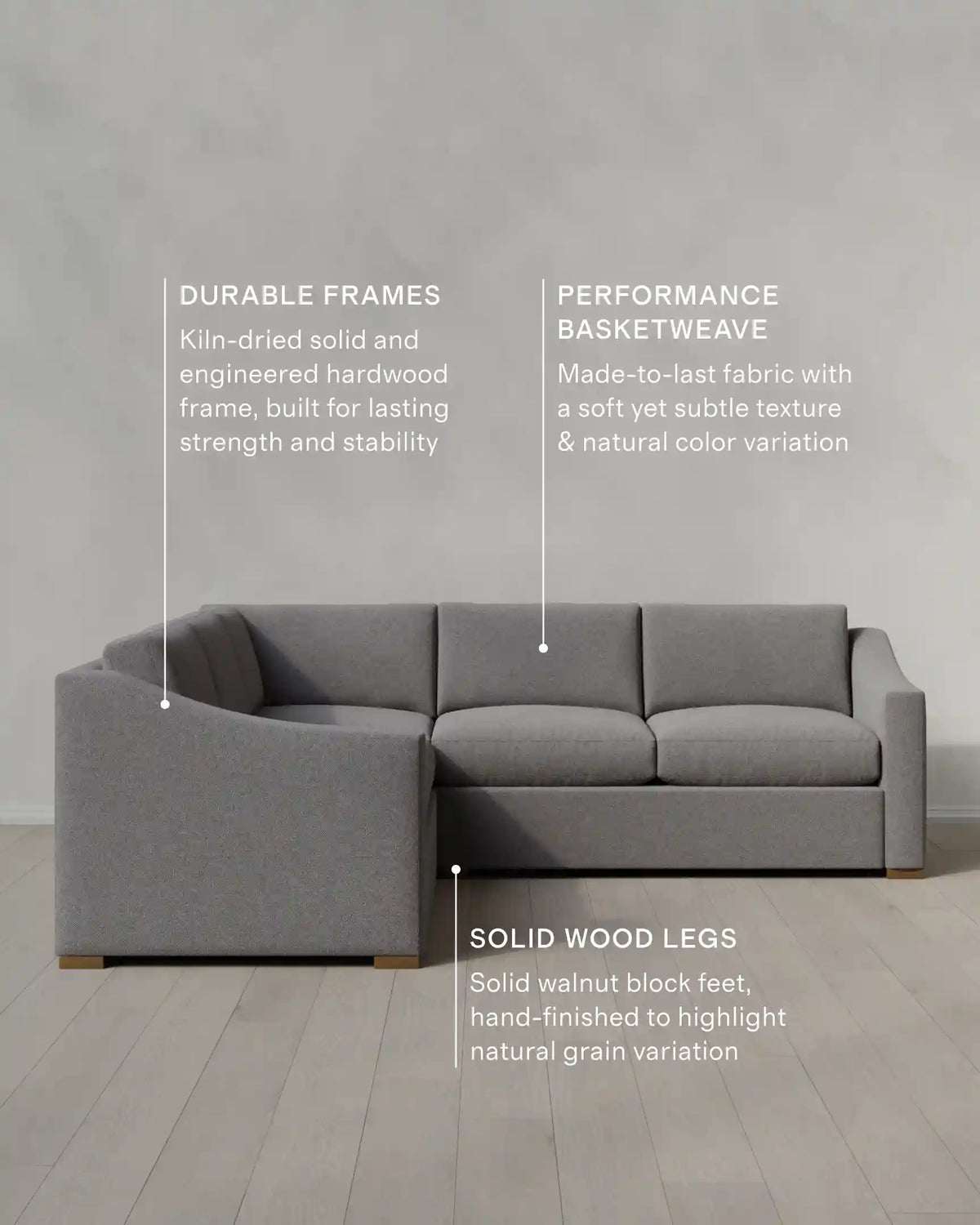 Hollis Slope Arm L Sectional in Performance Basketweave