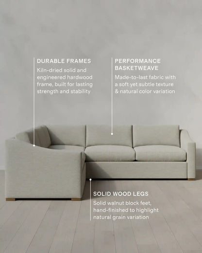 Hollis Slope Arm L Sectional in Performance Basketweave