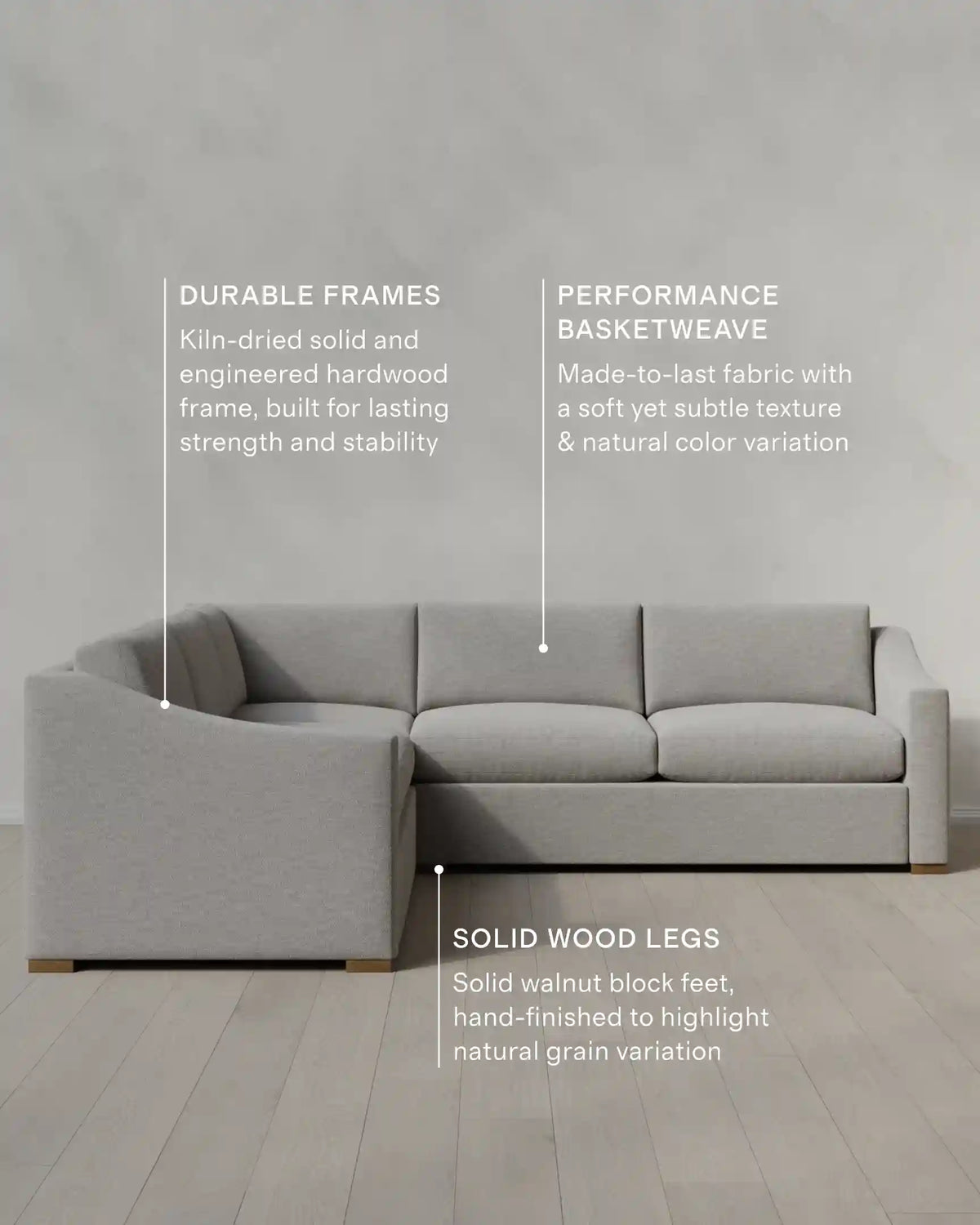 Hollis Slope Arm L Sectional in Performance Basketweave