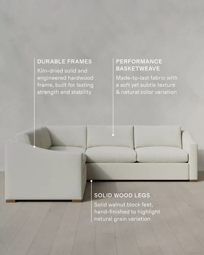 Hollis Slope Arm L Sectional in Performance Basketweave