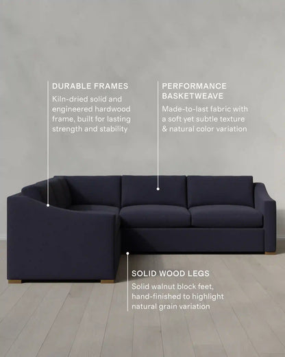 Hollis Slope Arm L Sectional in Performance Basketweave